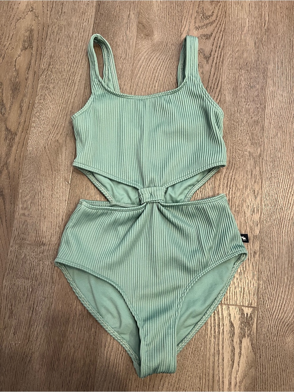 abercrombie kids Light Sage Ribbed One-Piece Swimsuit